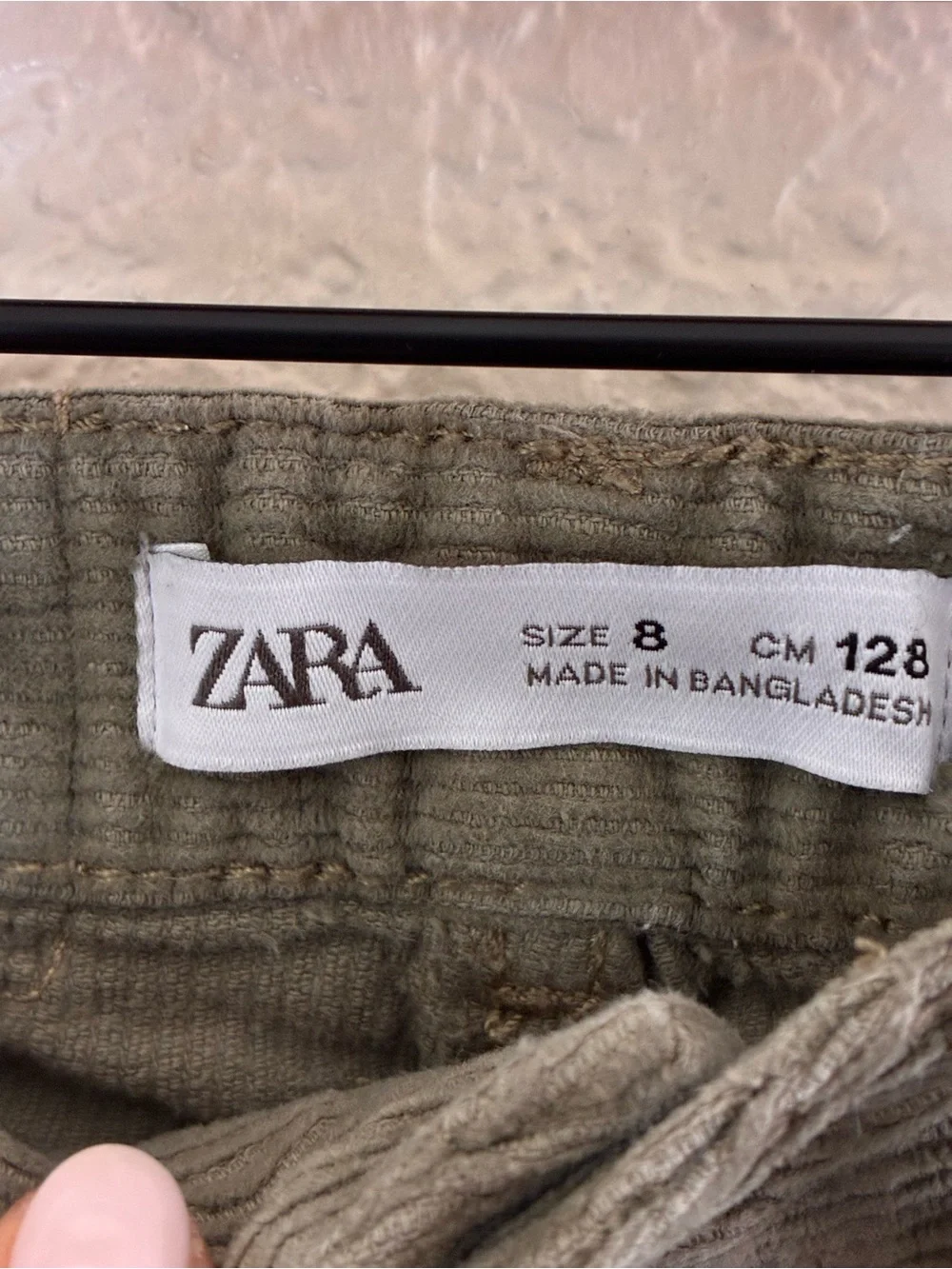 Zara | Green flare leg corduroy pants adjustable waist girls size 8
